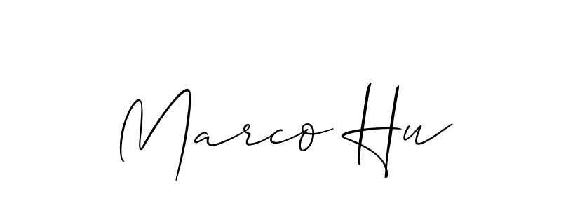 Also we have Marco Hu name is the best signature style. Create professional handwritten signature collection using Allison_Script autograph style. Marco Hu signature style 2 images and pictures png