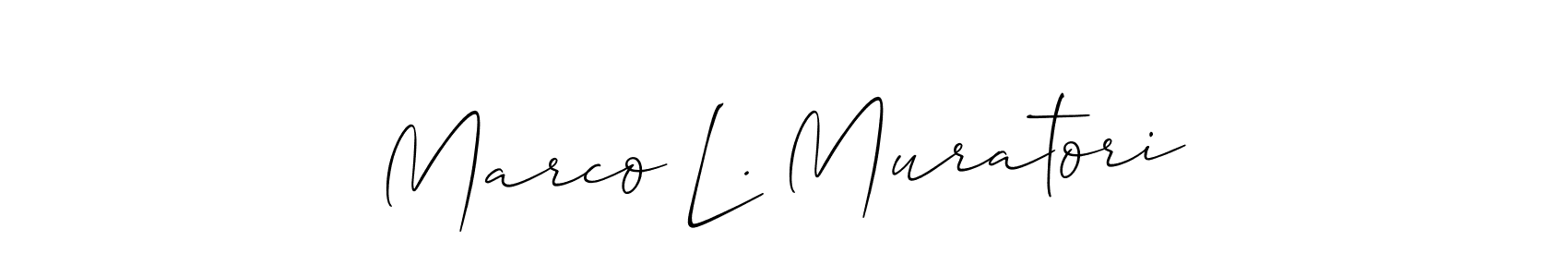 The best way (Allison_Script) to make a short signature is to pick only two or three words in your name. The name Marco L. Muratori include a total of six letters. For converting this name. Marco L. Muratori signature style 2 images and pictures png