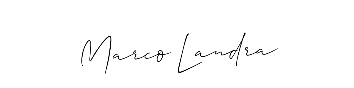 Make a beautiful signature design for name Marco Landra. With this signature (Allison_Script) style, you can create a handwritten signature for free. Marco Landra signature style 2 images and pictures png