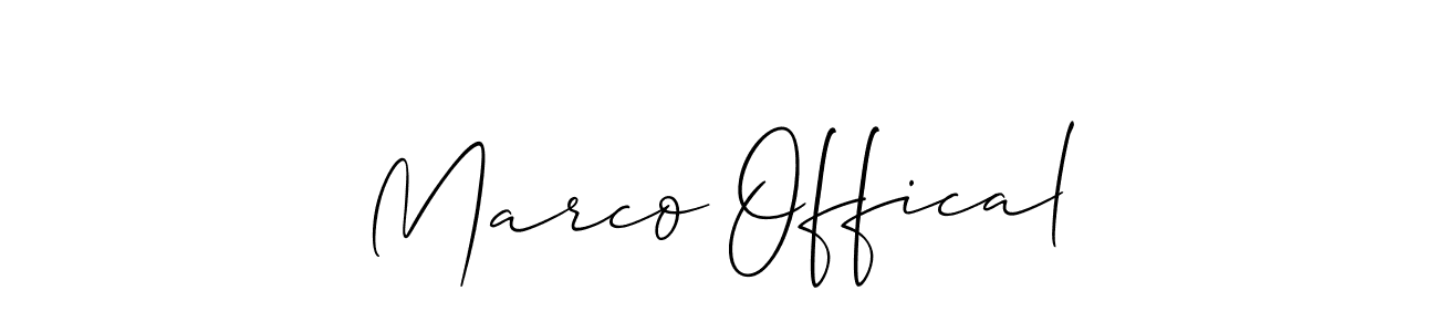How to make Marco Offical name signature. Use Allison_Script style for creating short signs online. This is the latest handwritten sign. Marco Offical signature style 2 images and pictures png