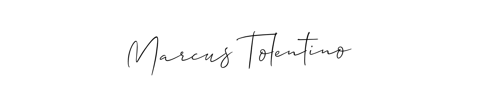 Allison_Script is a professional signature style that is perfect for those who want to add a touch of class to their signature. It is also a great choice for those who want to make their signature more unique. Get Marcus Tolentino name to fancy signature for free. Marcus Tolentino signature style 2 images and pictures png