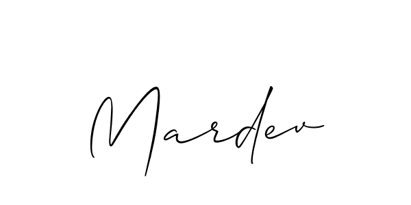 The best way (Allison_Script) to make a short signature is to pick only two or three words in your name. The name Mardev include a total of six letters. For converting this name. Mardev signature style 2 images and pictures png