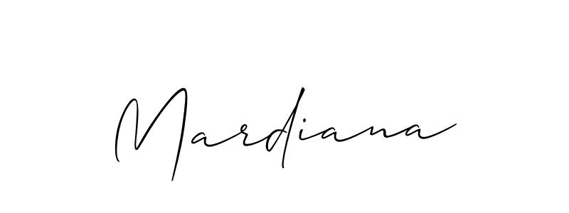 The best way (Allison_Script) to make a short signature is to pick only two or three words in your name. The name Mardiana include a total of six letters. For converting this name. Mardiana signature style 2 images and pictures png