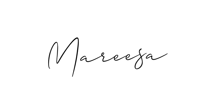 The best way (Allison_Script) to make a short signature is to pick only two or three words in your name. The name Mareesa include a total of six letters. For converting this name. Mareesa signature style 2 images and pictures png