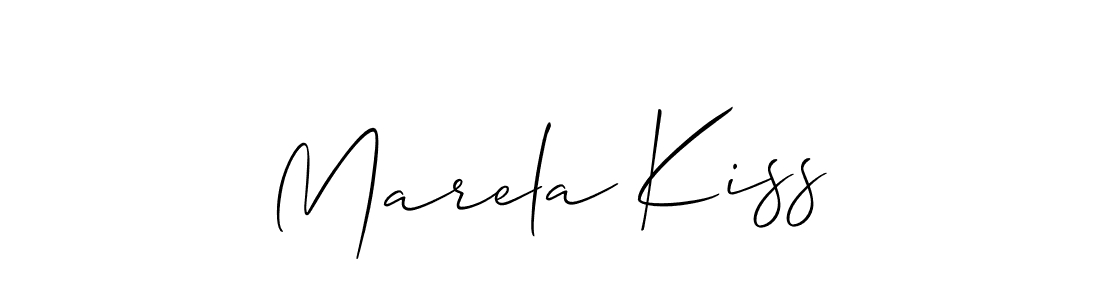 Make a beautiful signature design for name Marela Kiss. With this signature (Allison_Script) style, you can create a handwritten signature for free. Marela Kiss signature style 2 images and pictures png