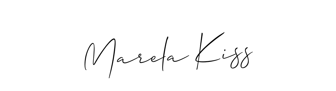 Make a beautiful signature design for name Marela Kiss. With this signature (Allison_Script) style, you can create a handwritten signature for free. Marela Kiss signature style 2 images and pictures png