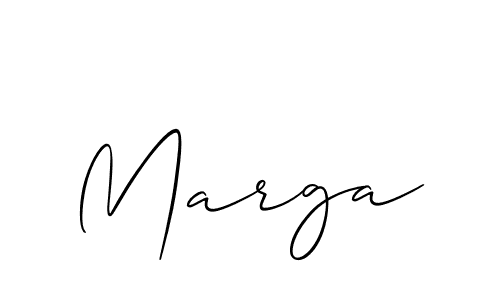 Use a signature maker to create a handwritten signature online. With this signature software, you can design (Allison_Script) your own signature for name Marga. Marga signature style 2 images and pictures png