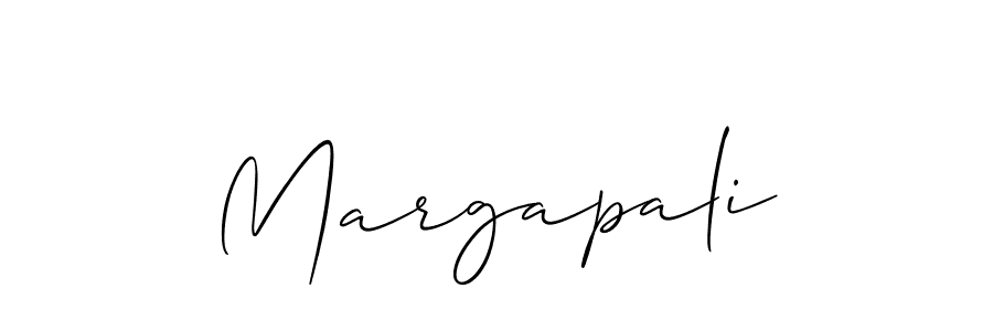 The best way (Allison_Script) to make a short signature is to pick only two or three words in your name. The name Margapali include a total of six letters. For converting this name. Margapali signature style 2 images and pictures png