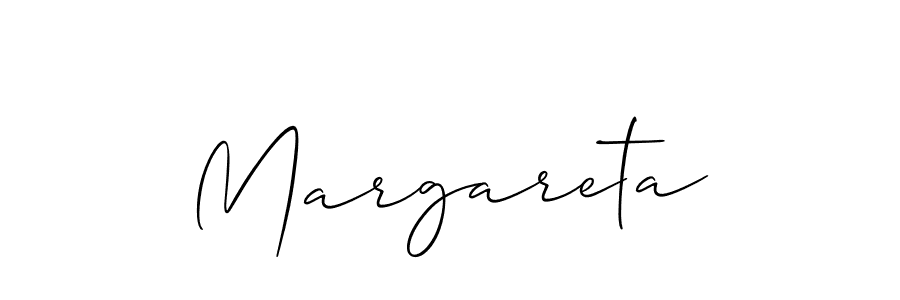 Make a beautiful signature design for name Margareta. With this signature (Allison_Script) style, you can create a handwritten signature for free. Margareta signature style 2 images and pictures png