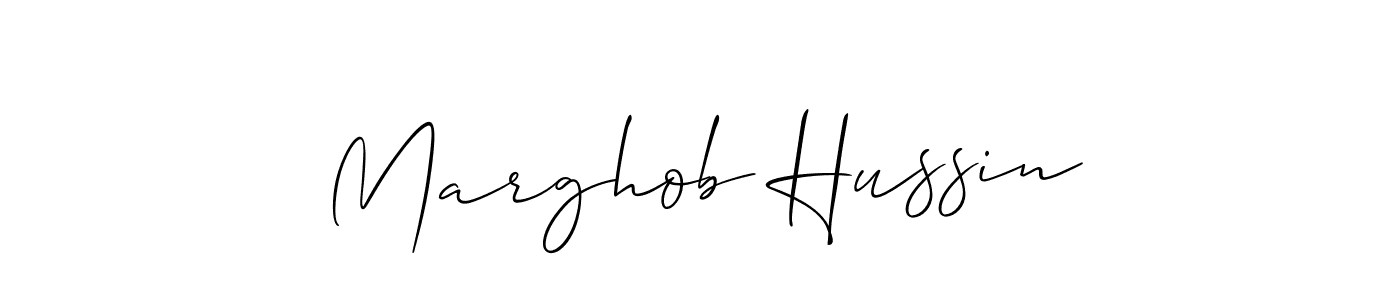 How to make Marghob Hussin name signature. Use Allison_Script style for creating short signs online. This is the latest handwritten sign. Marghob Hussin signature style 2 images and pictures png