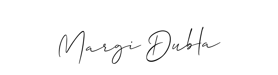 Create a beautiful signature design for name Margi Dubla. With this signature (Allison_Script) fonts, you can make a handwritten signature for free. Margi Dubla signature style 2 images and pictures png