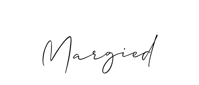 Similarly Allison_Script is the best handwritten signature design. Signature creator online .You can use it as an online autograph creator for name Margied. Margied signature style 2 images and pictures png