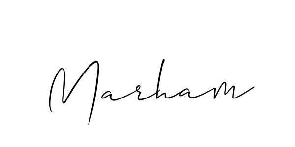 It looks lik you need a new signature style for name Marham. Design unique handwritten (Allison_Script) signature with our free signature maker in just a few clicks. Marham signature style 2 images and pictures png