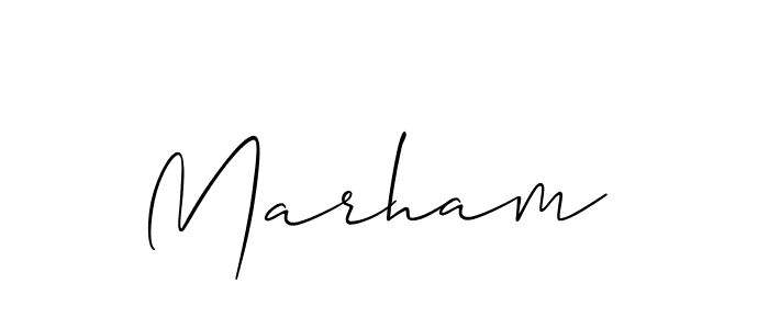 Use a signature maker to create a handwritten signature online. With this signature software, you can design (Allison_Script) your own signature for name Marham . Marham  signature style 2 images and pictures png