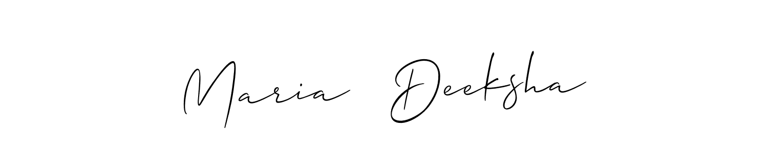 Also You can easily find your signature by using the search form. We will create Maria   Deeksha name handwritten signature images for you free of cost using Allison_Script sign style. Maria   Deeksha signature style 2 images and pictures png
