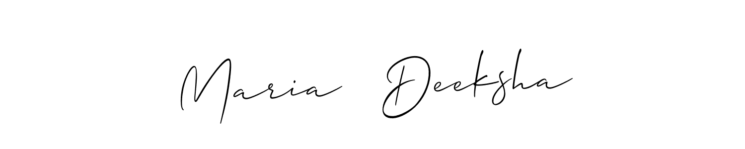 Also You can easily find your signature by using the search form. We will create Maria   Deeksha name handwritten signature images for you free of cost using Allison_Script sign style. Maria   Deeksha signature style 2 images and pictures png