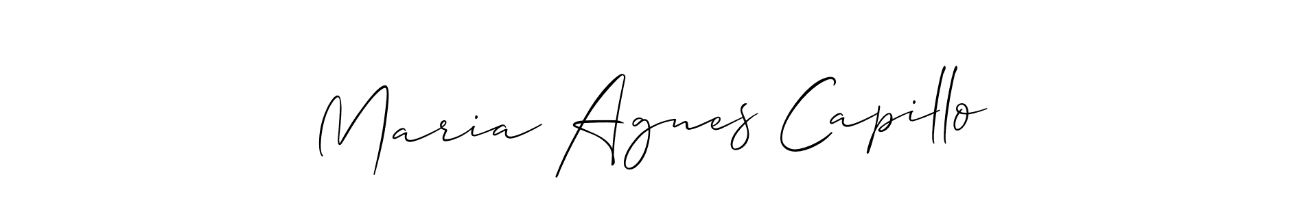 How to make Maria Agnes Capillo name signature. Use Allison_Script style for creating short signs online. This is the latest handwritten sign. Maria Agnes Capillo signature style 2 images and pictures png
