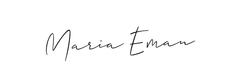 The best way (Allison_Script) to make a short signature is to pick only two or three words in your name. The name Maria Eman include a total of six letters. For converting this name. Maria Eman signature style 2 images and pictures png