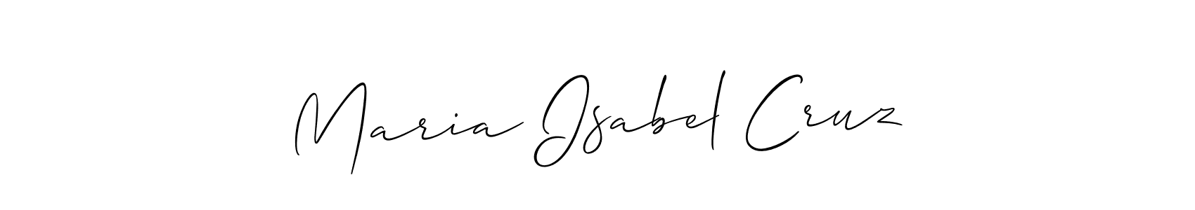 Make a beautiful signature design for name Maria Isabel Cruz. With this signature (Allison_Script) style, you can create a handwritten signature for free. Maria Isabel Cruz signature style 2 images and pictures png