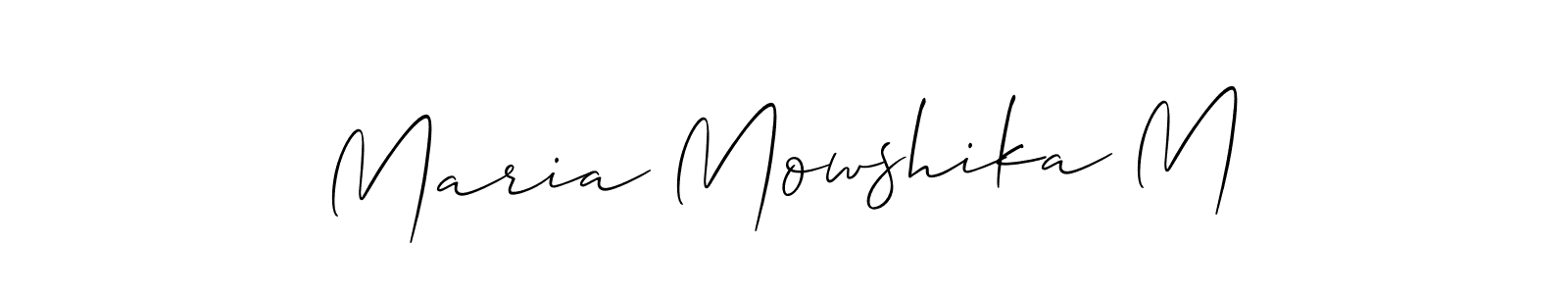 Make a short Maria Mowshika M signature style. Manage your documents anywhere anytime using Allison_Script. Create and add eSignatures, submit forms, share and send files easily. Maria Mowshika M signature style 2 images and pictures png