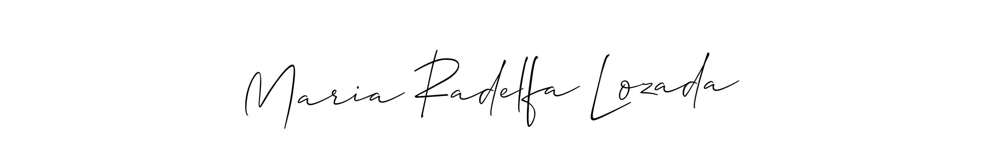 Allison_Script is a professional signature style that is perfect for those who want to add a touch of class to their signature. It is also a great choice for those who want to make their signature more unique. Get Maria Radelfa Lozada name to fancy signature for free. Maria Radelfa Lozada signature style 2 images and pictures png