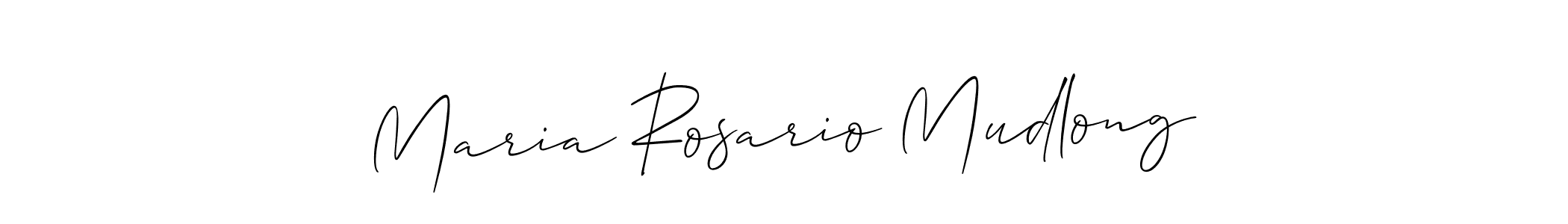 How to make Maria Rosario Mudlong name signature. Use Allison_Script style for creating short signs online. This is the latest handwritten sign. Maria Rosario Mudlong signature style 2 images and pictures png