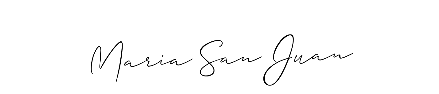 Maria San Juan stylish signature style. Best Handwritten Sign (Allison_Script) for my name. Handwritten Signature Collection Ideas for my name Maria San Juan. Maria San Juan signature style 2 images and pictures png