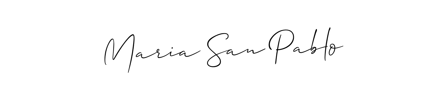 The best way (Allison_Script) to make a short signature is to pick only two or three words in your name. The name Maria San Pablo include a total of six letters. For converting this name. Maria San Pablo signature style 2 images and pictures png