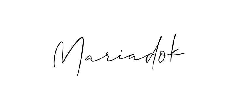 How to make Mariadok name signature. Use Allison_Script style for creating short signs online. This is the latest handwritten sign. Mariadok signature style 2 images and pictures png