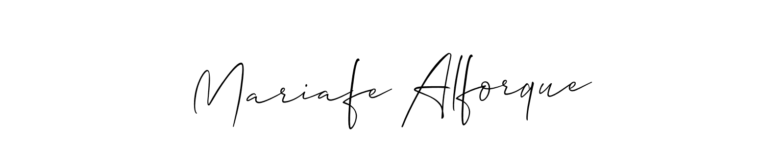 Make a short Mariafe Alforque signature style. Manage your documents anywhere anytime using Allison_Script. Create and add eSignatures, submit forms, share and send files easily. Mariafe Alforque signature style 2 images and pictures png