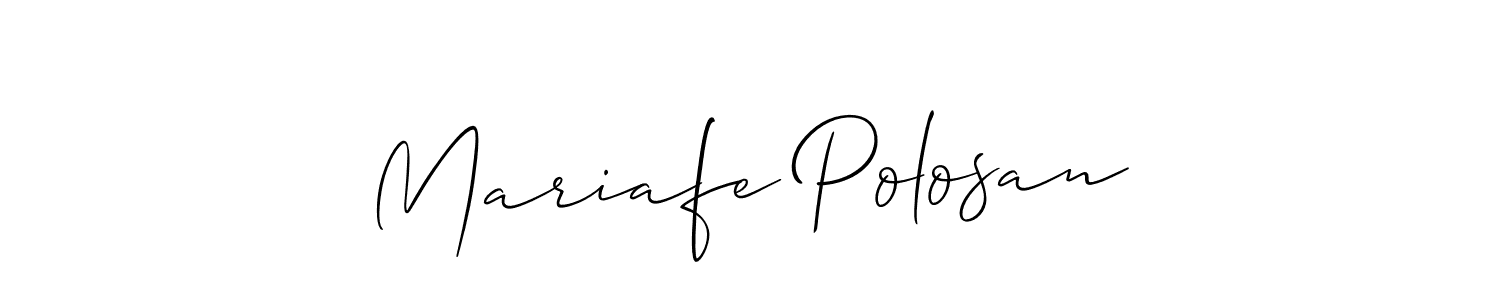 You should practise on your own different ways (Allison_Script) to write your name (Mariafe Polosan) in signature. don't let someone else do it for you. Mariafe Polosan signature style 2 images and pictures png