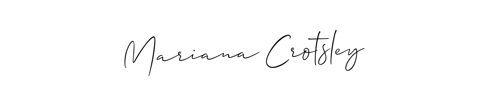 This is the best signature style for the Mariana Crotsley name. Also you like these signature font (Allison_Script). Mix name signature. Mariana Crotsley signature style 2 images and pictures png