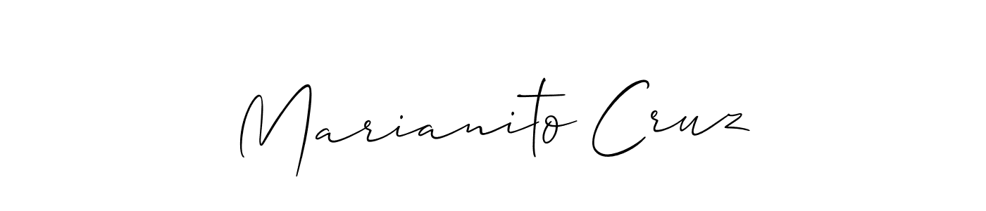 The best way (Allison_Script) to make a short signature is to pick only two or three words in your name. The name Marianito Cruz include a total of six letters. For converting this name. Marianito Cruz signature style 2 images and pictures png