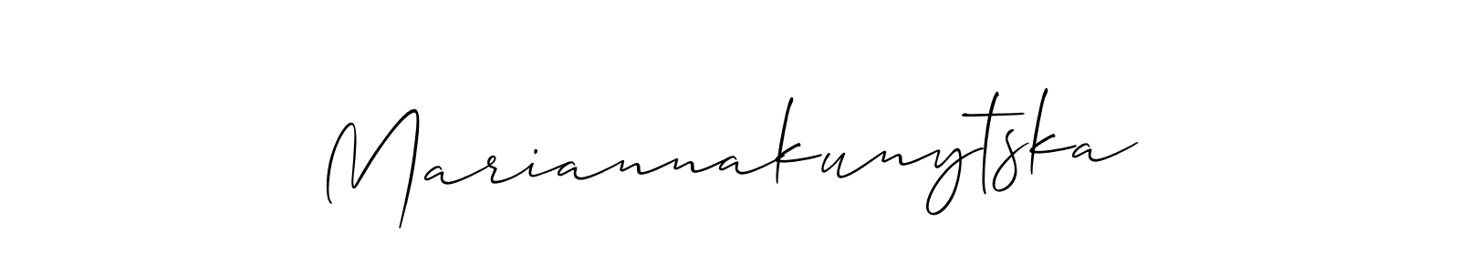 Similarly Allison_Script is the best handwritten signature design. Signature creator online .You can use it as an online autograph creator for name Mariannakunytska. Mariannakunytska signature style 2 images and pictures png