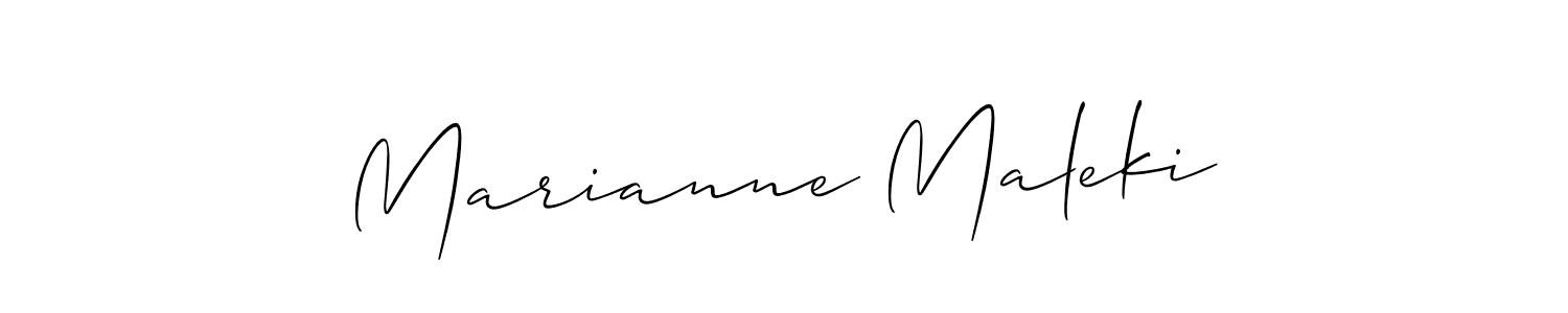 The best way (Allison_Script) to make a short signature is to pick only two or three words in your name. The name Marianne Maleki include a total of six letters. For converting this name. Marianne Maleki signature style 2 images and pictures png