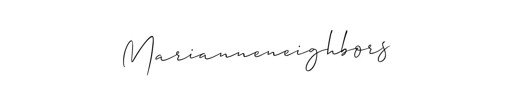 How to Draw Marianneneighbors signature style? Allison_Script is a latest design signature styles for name Marianneneighbors. Marianneneighbors signature style 2 images and pictures png