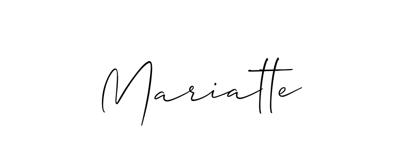 Make a short Mariatte signature style. Manage your documents anywhere anytime using Allison_Script. Create and add eSignatures, submit forms, share and send files easily. Mariatte signature style 2 images and pictures png