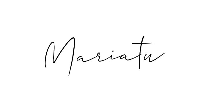 How to make Mariatu signature? Allison_Script is a professional autograph style. Create handwritten signature for Mariatu name. Mariatu signature style 2 images and pictures png