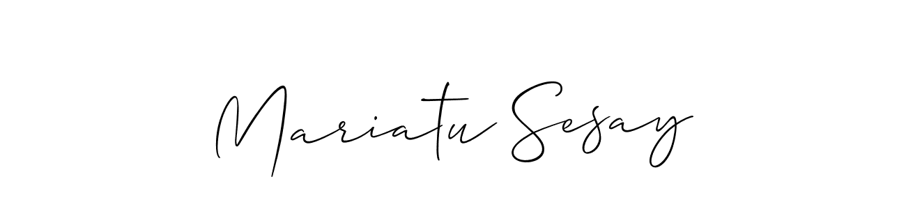 Make a short Mariatu Sesay signature style. Manage your documents anywhere anytime using Allison_Script. Create and add eSignatures, submit forms, share and send files easily. Mariatu Sesay signature style 2 images and pictures png