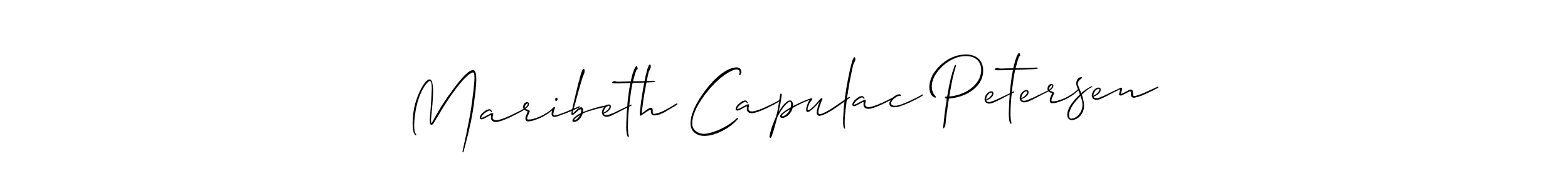 How to make Maribeth Capulac Petersen name signature. Use Allison_Script style for creating short signs online. This is the latest handwritten sign. Maribeth Capulac Petersen signature style 2 images and pictures png