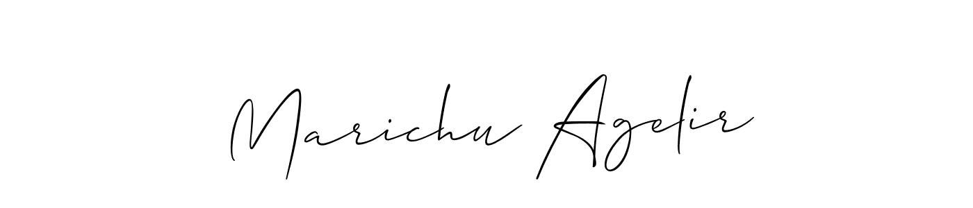 You should practise on your own different ways (Allison_Script) to write your name (Marichu Agelir) in signature. don't let someone else do it for you. Marichu Agelir signature style 2 images and pictures png