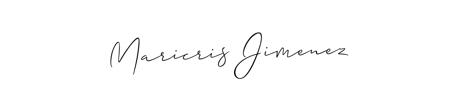 It looks lik you need a new signature style for name Maricris Jimenez. Design unique handwritten (Allison_Script) signature with our free signature maker in just a few clicks. Maricris Jimenez signature style 2 images and pictures png