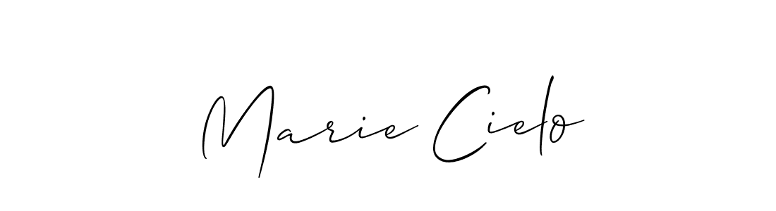 Make a beautiful signature design for name Marie Cielo. With this signature (Allison_Script) style, you can create a handwritten signature for free. Marie Cielo signature style 2 images and pictures png