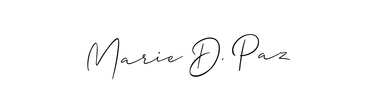 How to make Marie D. Paz name signature. Use Allison_Script style for creating short signs online. This is the latest handwritten sign. Marie D. Paz signature style 2 images and pictures png