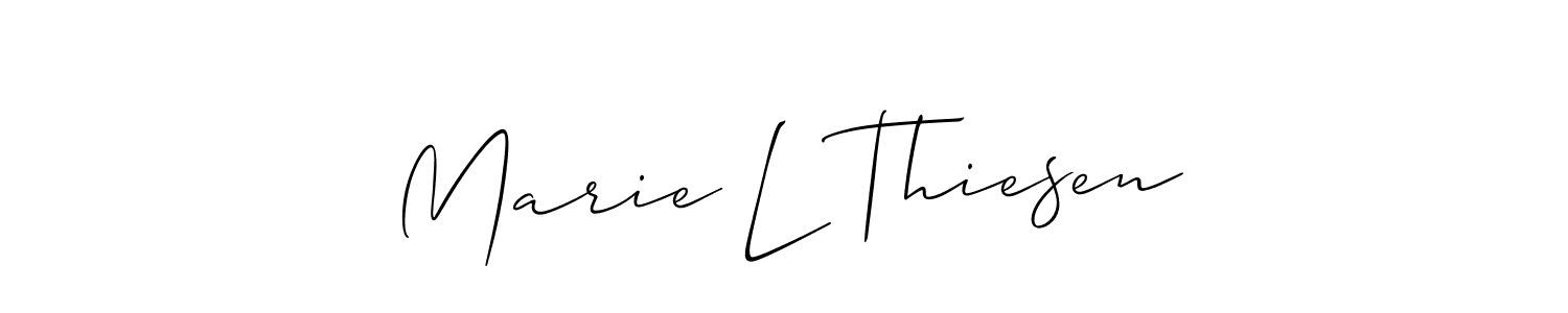 Make a beautiful signature design for name Marie L Thiesen. With this signature (Allison_Script) style, you can create a handwritten signature for free. Marie L Thiesen signature style 2 images and pictures png