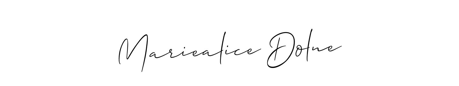 Make a short Mariealice Dolne signature style. Manage your documents anywhere anytime using Allison_Script. Create and add eSignatures, submit forms, share and send files easily. Mariealice Dolne signature style 2 images and pictures png