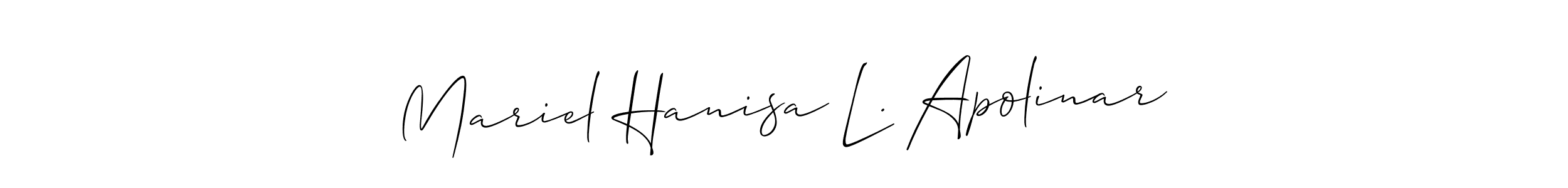 Also You can easily find your signature by using the search form. We will create Mariel Hanisa L. Apolinar name handwritten signature images for you free of cost using Allison_Script sign style. Mariel Hanisa L. Apolinar signature style 2 images and pictures png