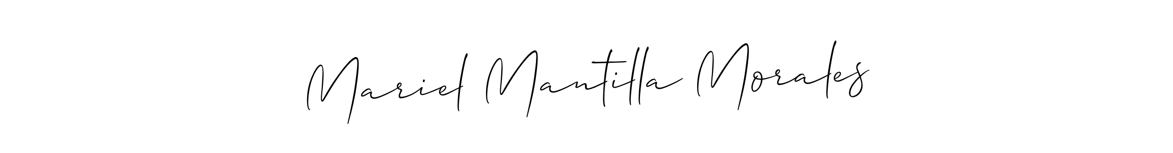 Allison_Script is a professional signature style that is perfect for those who want to add a touch of class to their signature. It is also a great choice for those who want to make their signature more unique. Get Mariel Mantilla Morales name to fancy signature for free. Mariel Mantilla Morales signature style 2 images and pictures png