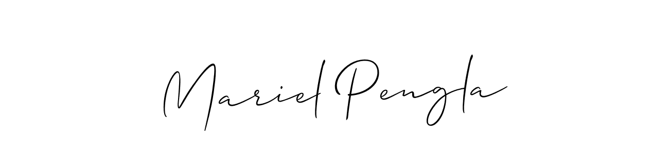 if you are searching for the best signature style for your name Mariel Pengla. so please give up your signature search. here we have designed multiple signature styles  using Allison_Script. Mariel Pengla signature style 2 images and pictures png