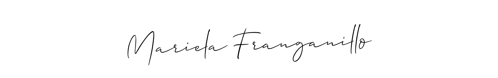 Mariela Franganillo stylish signature style. Best Handwritten Sign (Allison_Script) for my name. Handwritten Signature Collection Ideas for my name Mariela Franganillo. Mariela Franganillo signature style 2 images and pictures png